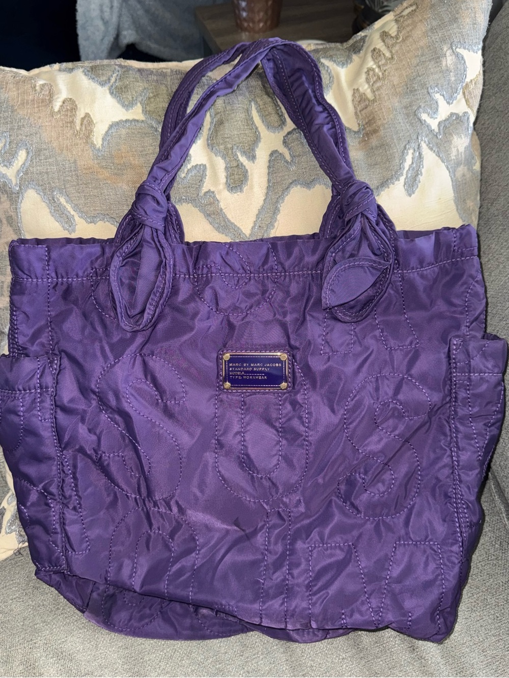 Marc Jacob’s Purple Quilted Tote Bag with Grafitti Interior